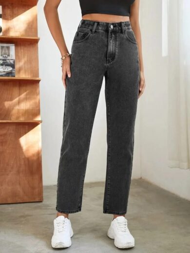 Charcoal Black Mom Fit Jeans