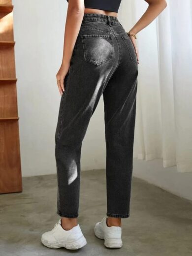 Charcoal Black Mom Fit Jeans - Image 2